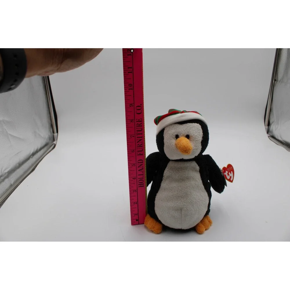 Ty Pluffies Freeze Penguin Black White Christmas Holiday Hat Plush 2007 092680